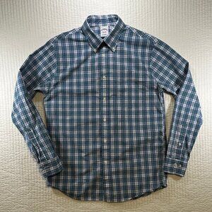 Brooks Brothers Blue Green White Plaid Button Down Shirt Mens Size S